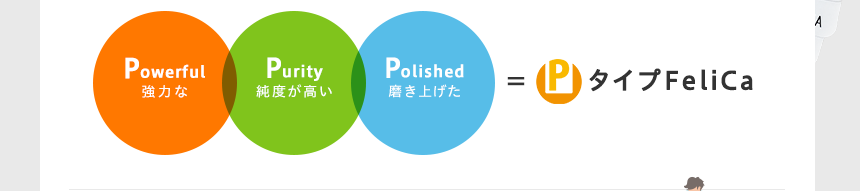 Powerful（強力な）Purity（純度が高い）Polished（磨き上げた）= PタイプFeliCa